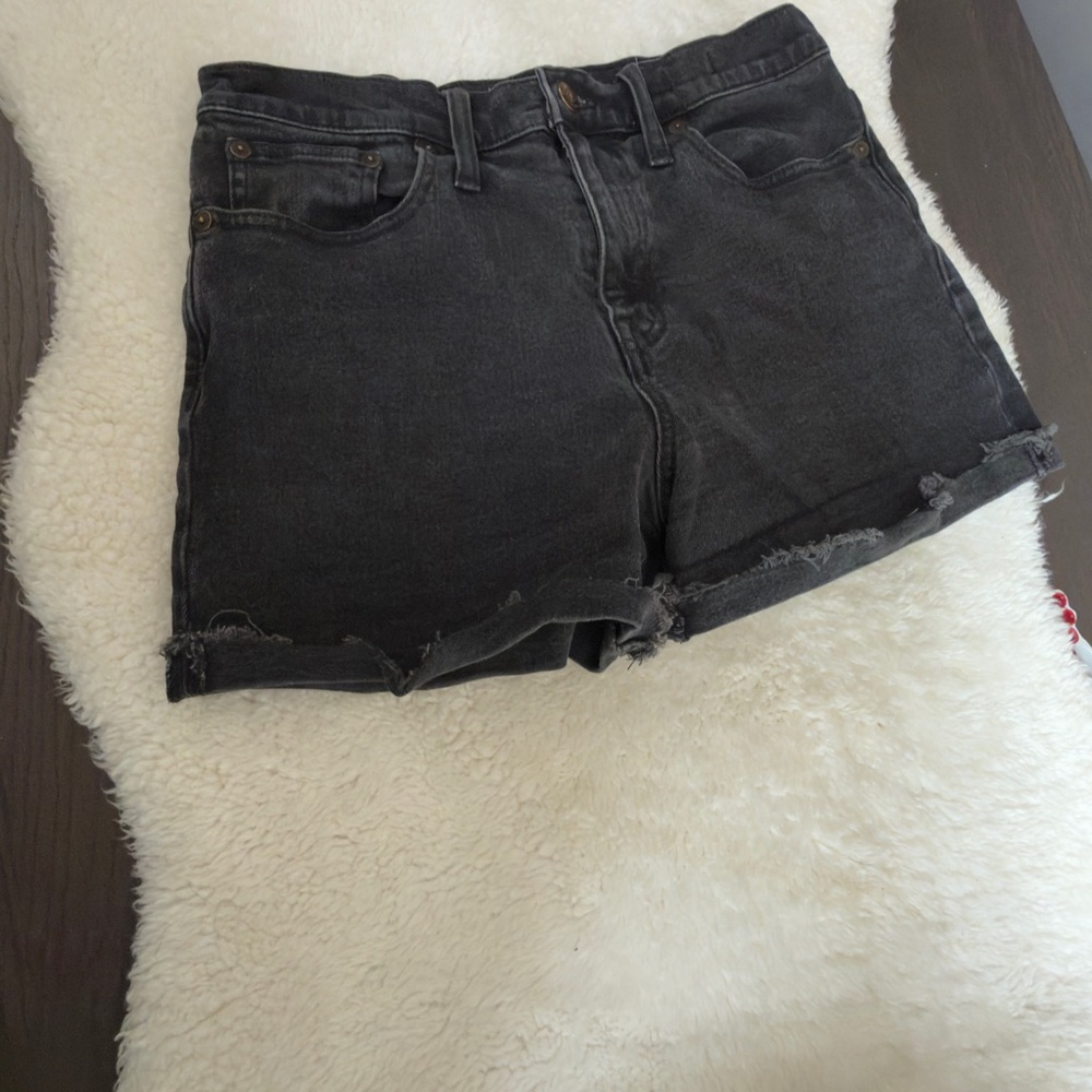 Madewell Distressed Black Jean Shorts